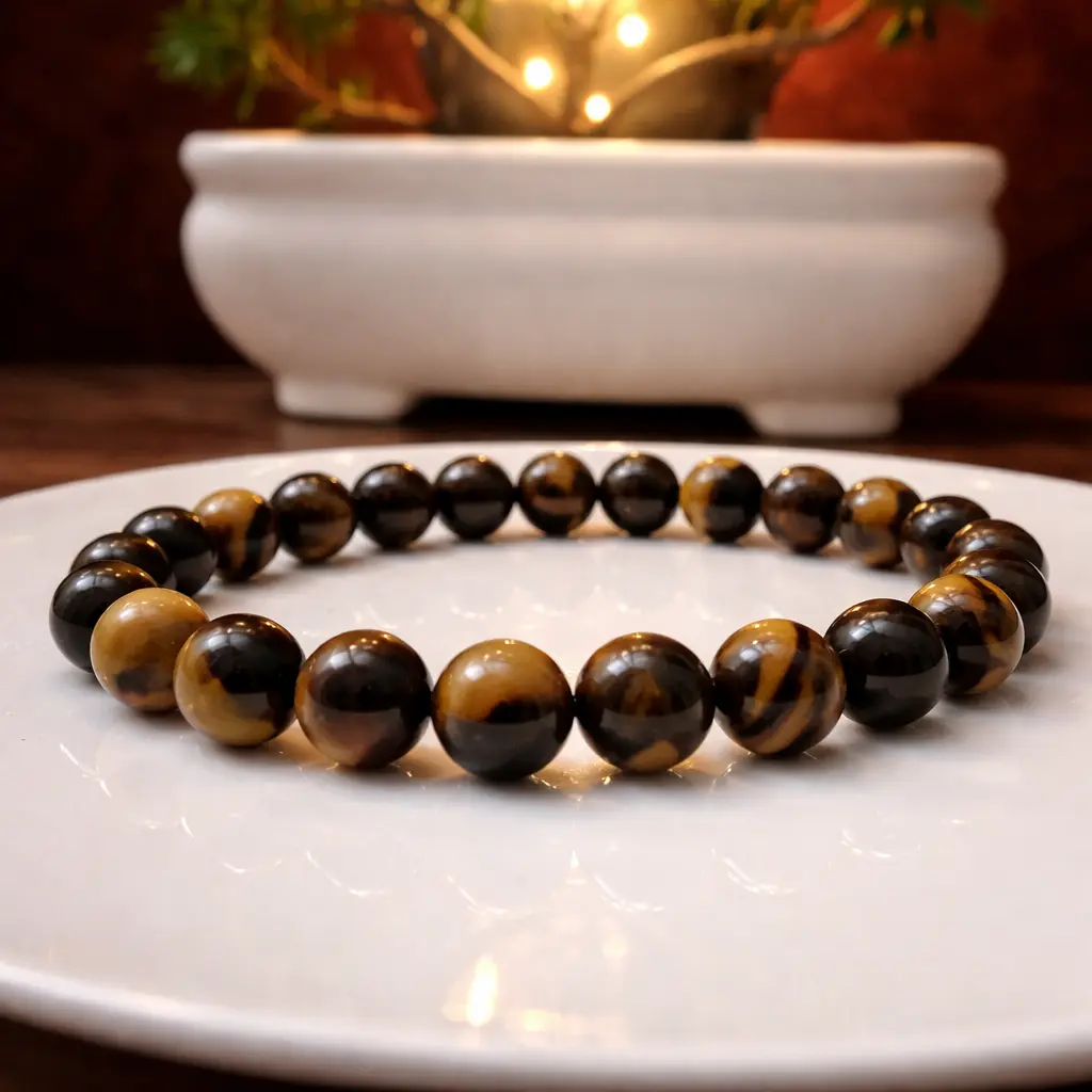 Natural Tiger\'s Eye Beads Bracelet